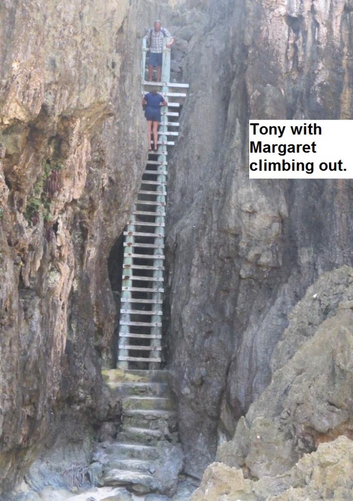 Tony & Margaret climbing out.